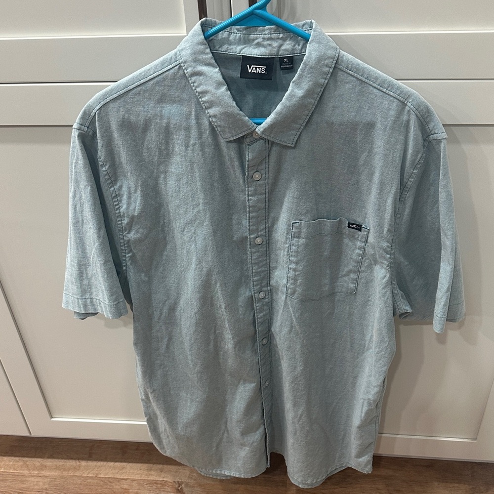 Vans Men's Casual Light Greenish Blue Button Down Shirt Size XL
